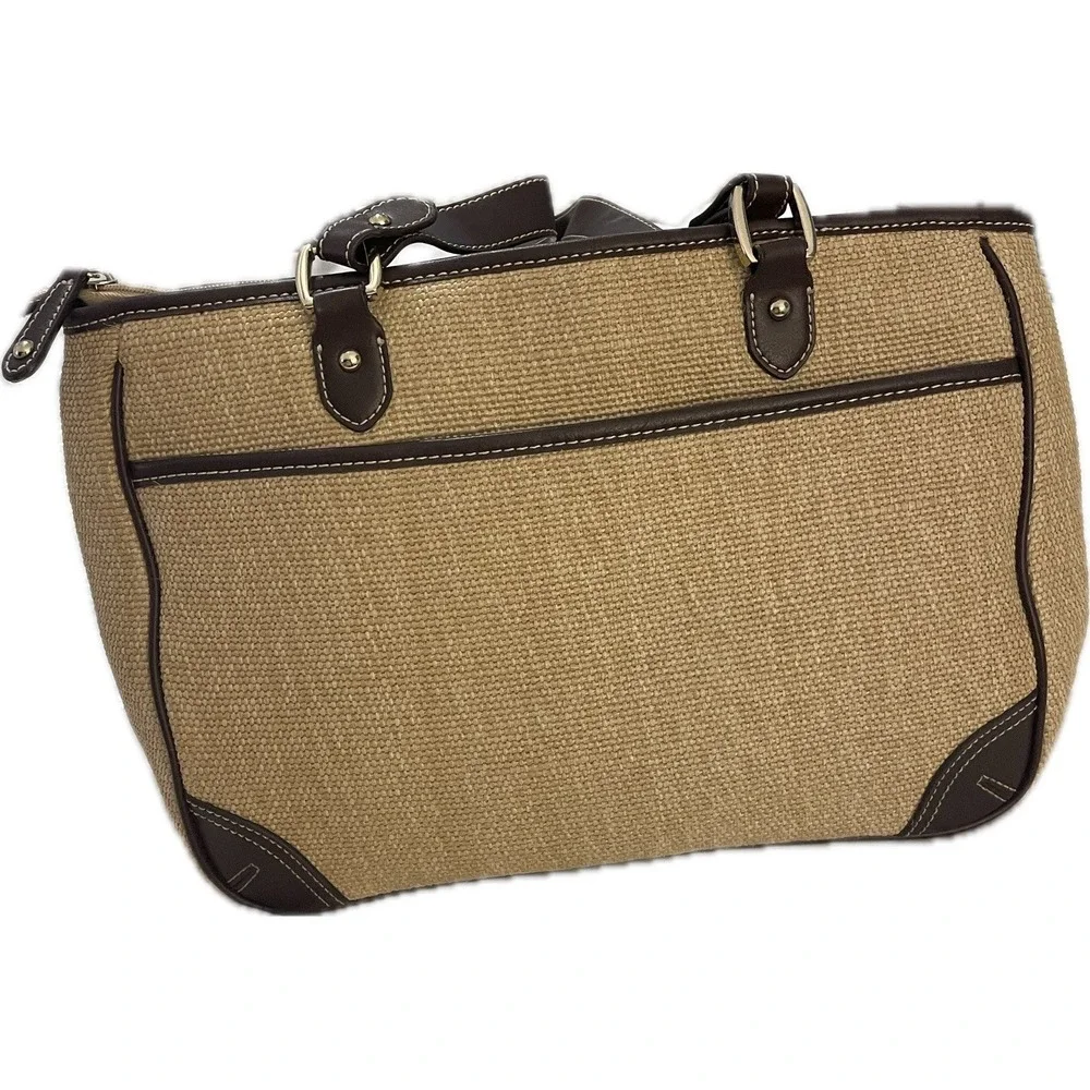 Vintage Etienne Aigner Handbag Straw Woven With Leather Accents